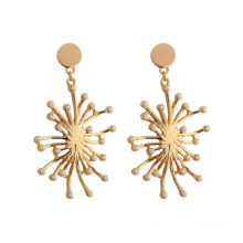 Top Design OEM Women Promotion Gift Pendant Earrings Jewelry Geometric Dangle Simple Gold Copper Alloy Drop Stud Charm Earring